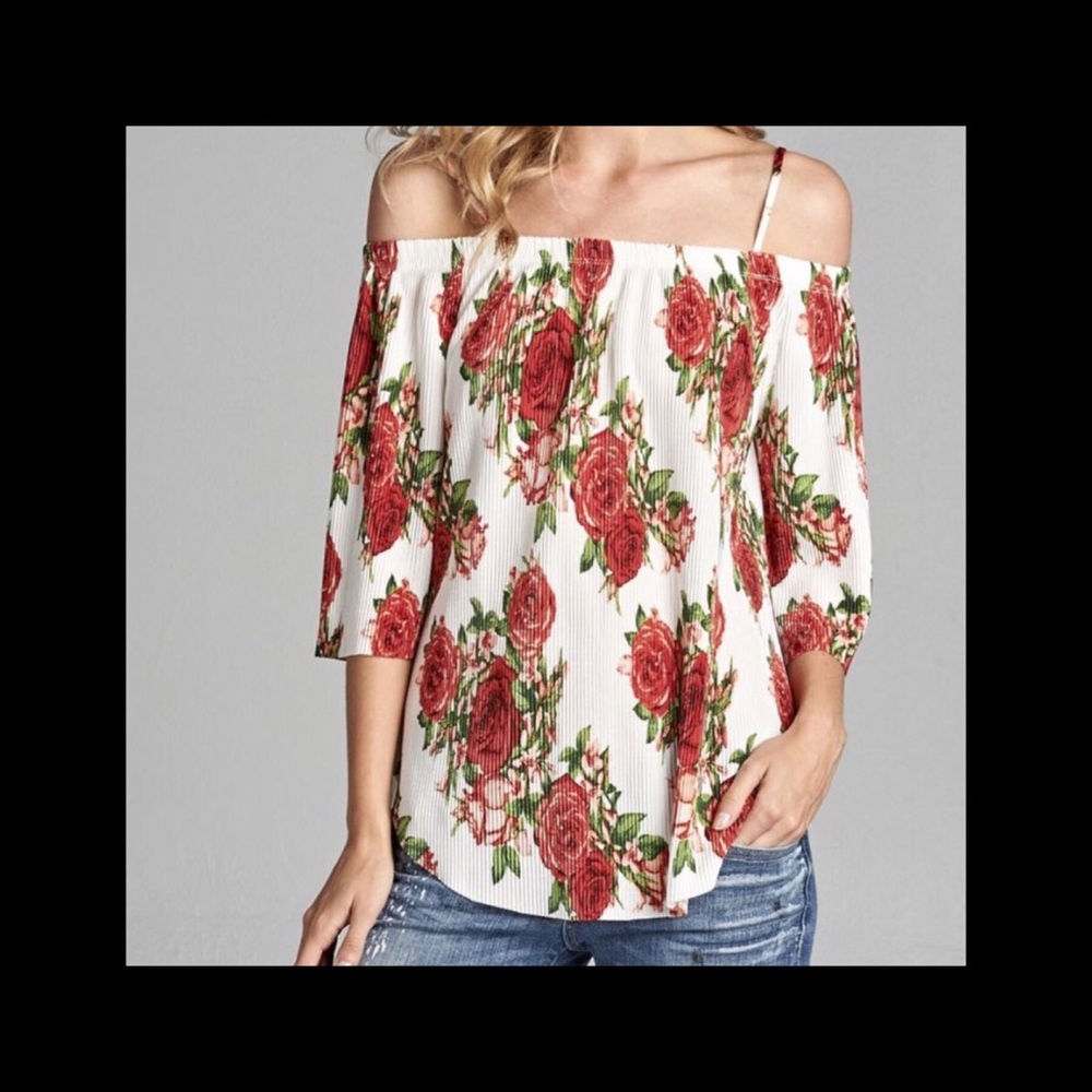Off Shoulder Floral Top - Picture 2 of 4